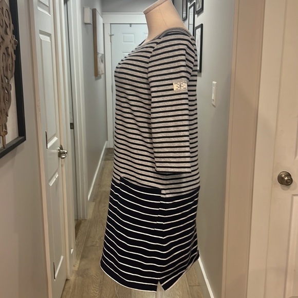 JOULES Mariners gray and navy striped cotton shift dress - Picture 7 of 15
